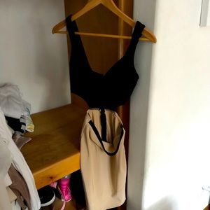 Black and nude mini dress
